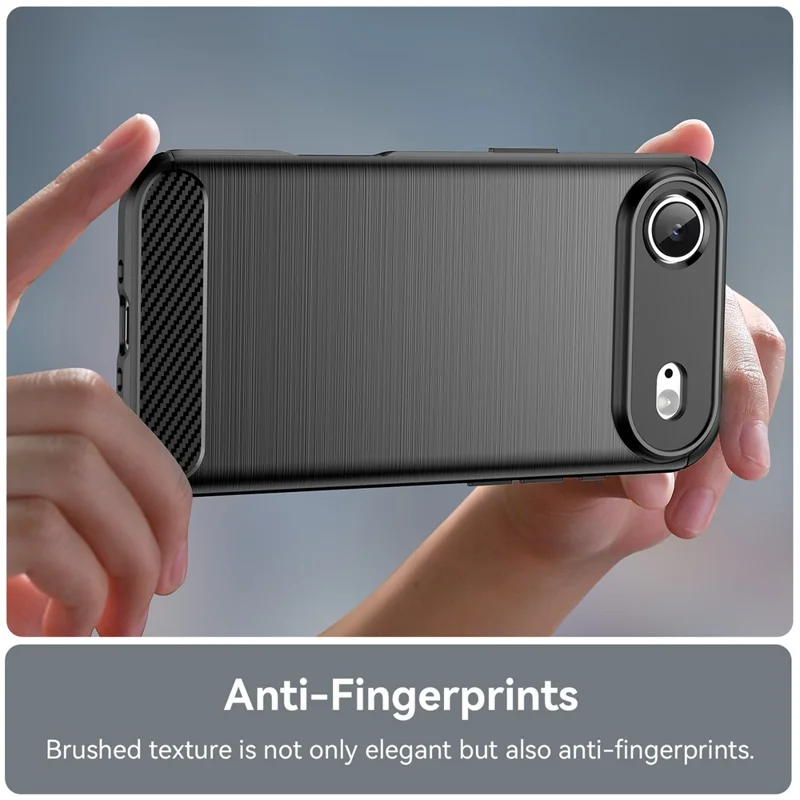 For iPhone Air Case Protective Phone Cover Carbon Fiber Texture Brushed - Black