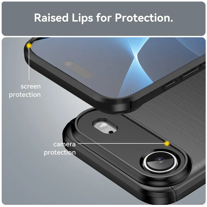 For iPhone Air Case Protective Phone Cover Carbon Fiber Texture Brushed - Black