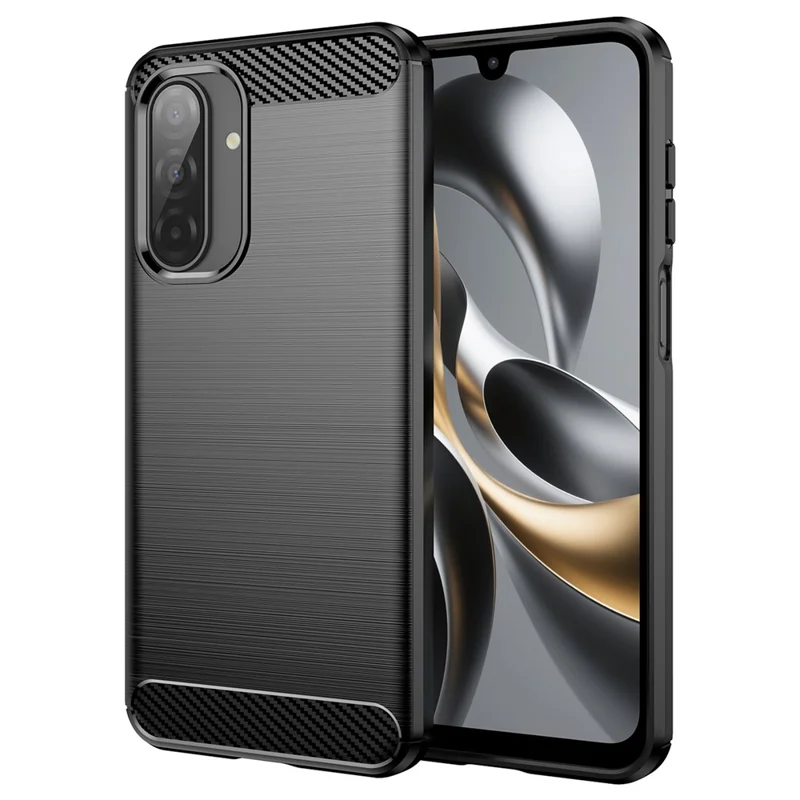 Cover per Samsung Galaxy A17 Custodia Protettiva con Texture in Fibra di Carbonio Spazzolata - Nero