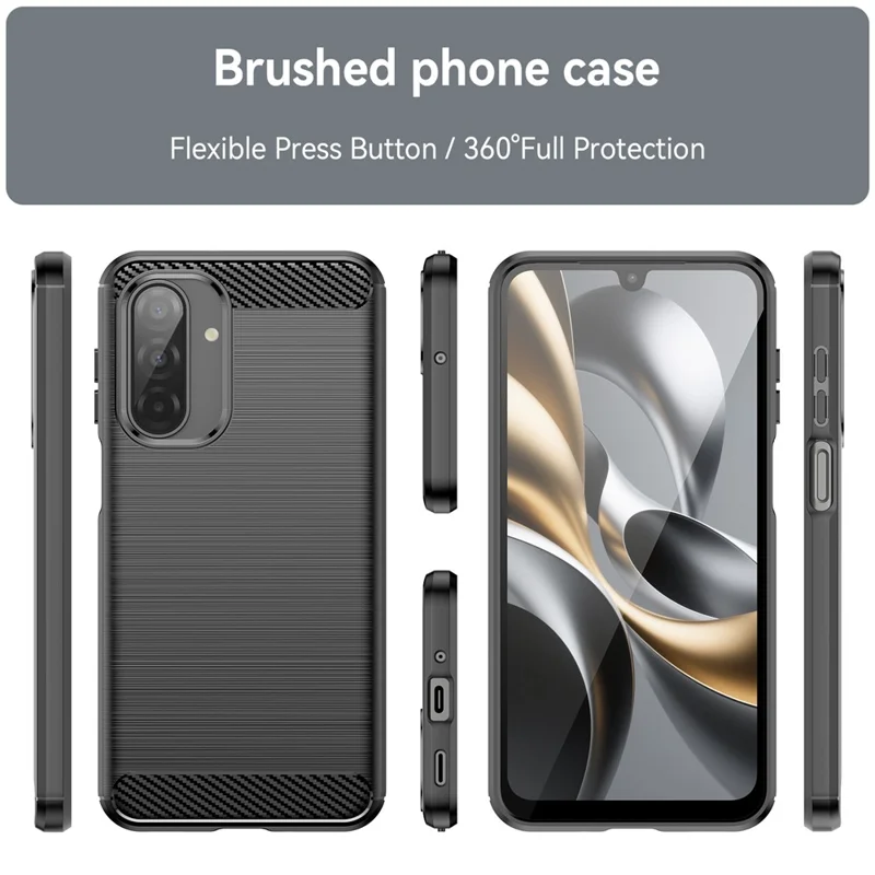 Cover per Samsung Galaxy A17 Custodia Protettiva con Texture in Fibra di Carbonio Spazzolata - Nero