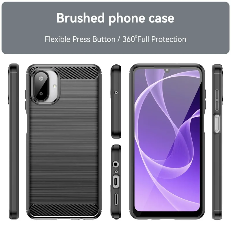 Étui de protection pour Samsung Galaxy A07 Texture en fibre de carbone brossée - Noir