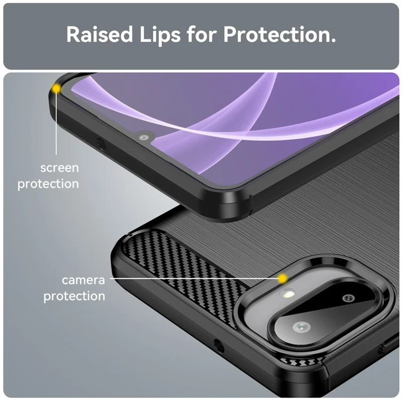 Étui de protection pour Samsung Galaxy A07 Texture en fibre de carbone brossée - Noir