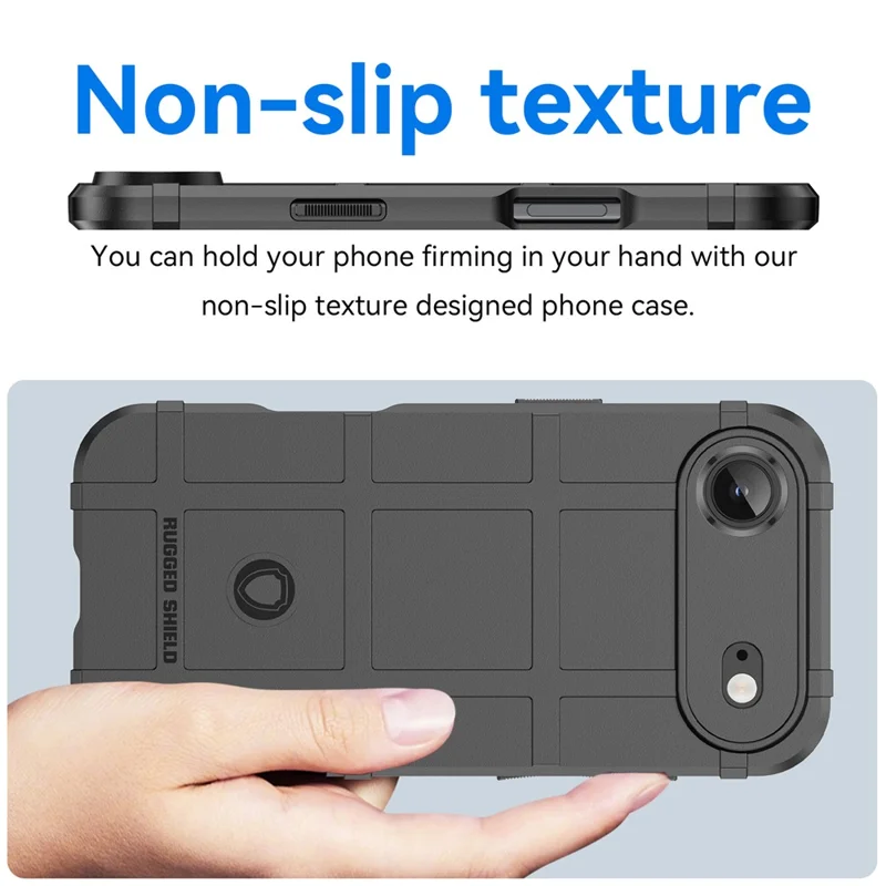 For iPhone Air Case Grid Design Soft TPU Scratch-Proof Phone Cover - Black