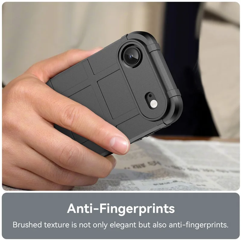 For iPhone Air Case Grid Design Soft TPU Scratch-Proof Phone Cover - Black