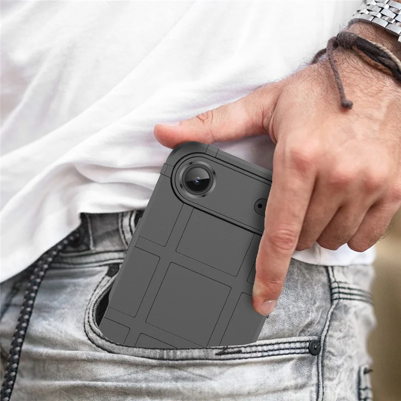 For iPhone Air Case Grid Design Soft TPU Scratch-Proof Phone Cover - Black