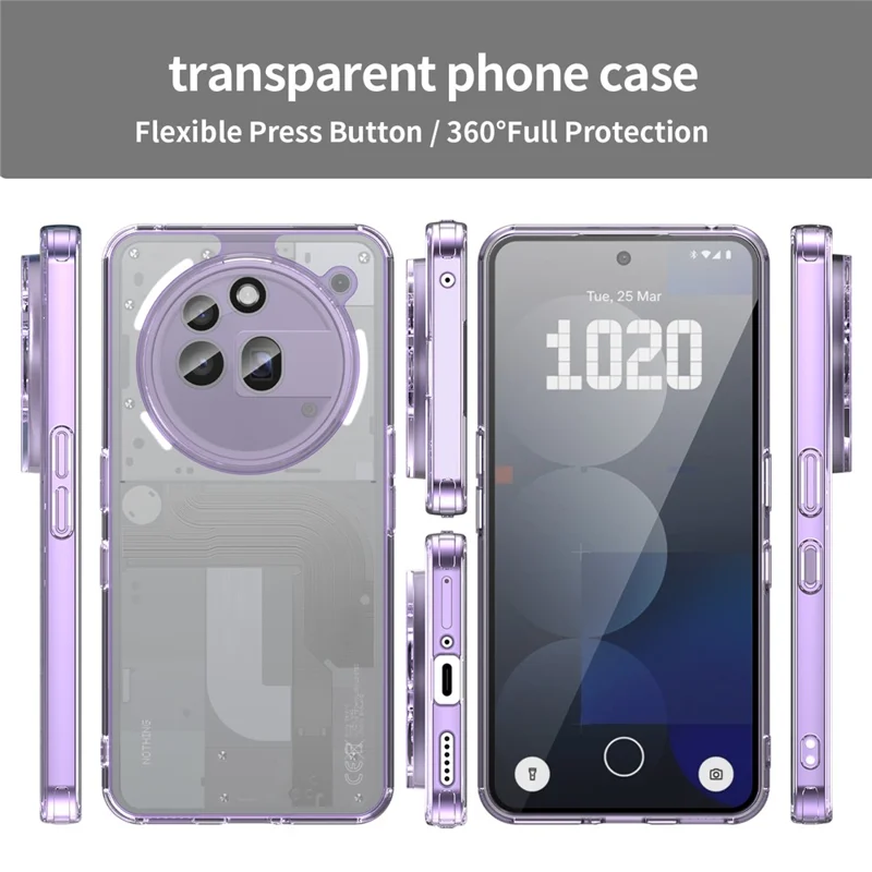 Coque pour Nothing Phone (3a) Pro TPU + Coque arrière en acrylique Anti-jaunissement - Violet