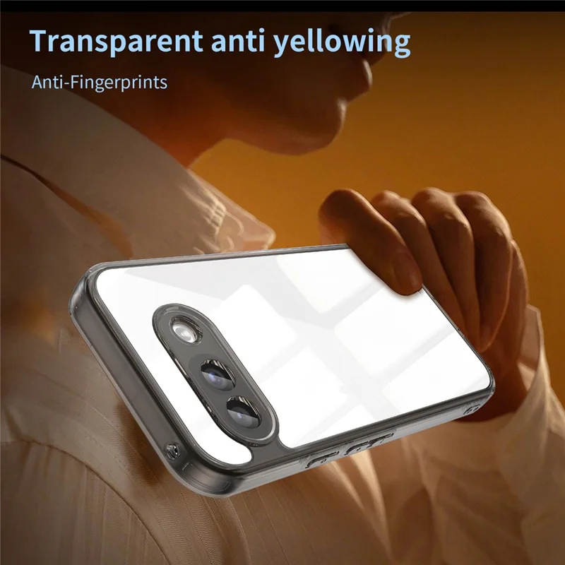 For Google Pixel 9a Case TPU + Acrylic Phone Back Cover Anti Yellowing - Black