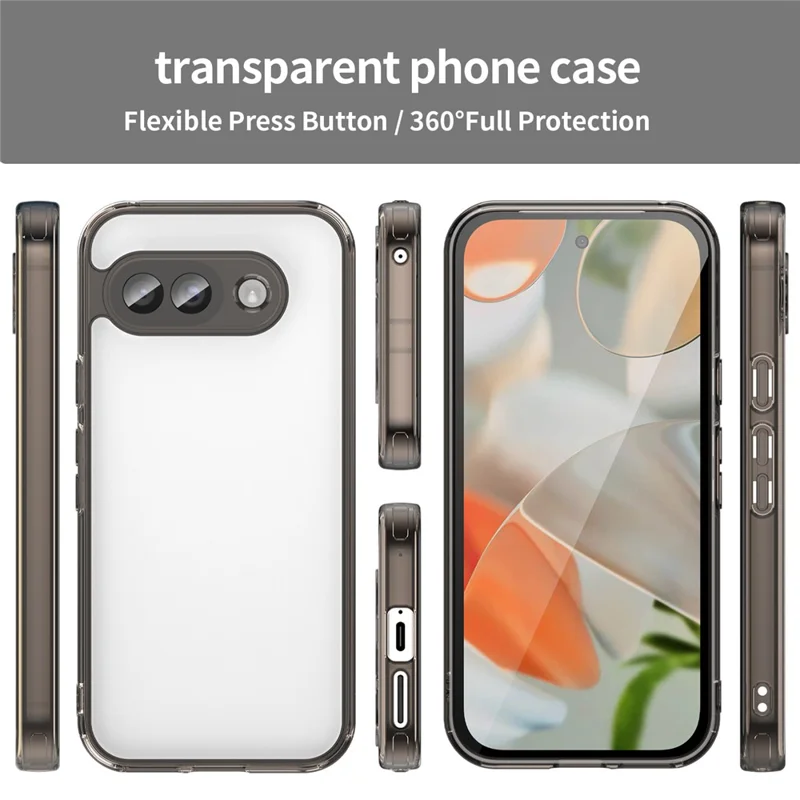 For Google Pixel 9a Case TPU + Acrylic Phone Back Cover Anti Yellowing - Black