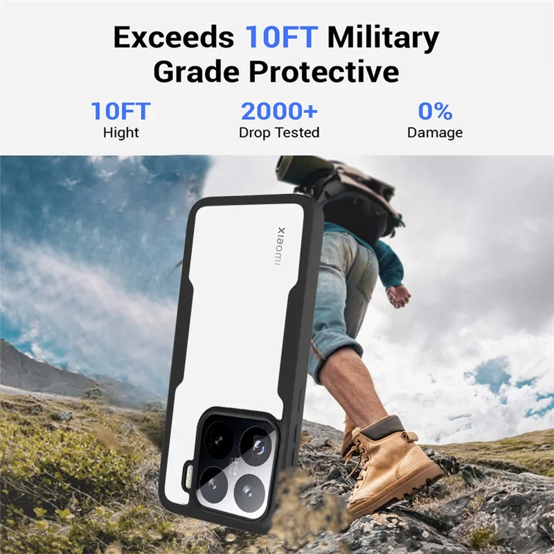 Étui pour Xiaomi 15 Pro en Acrylique + TPU Transparent avec Film de Protection d'Écran PET - Noir