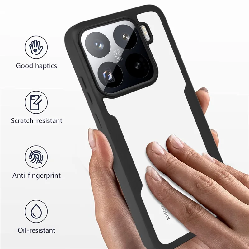 Étui pour Xiaomi 15 Pro en Acrylique + TPU Transparent avec Film de Protection d'Écran PET - Noir