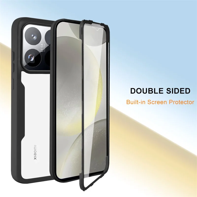 Étui pour Xiaomi 15 Pro en Acrylique + TPU Transparent avec Film de Protection d'Écran PET - Noir