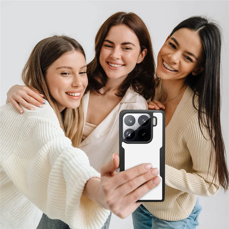 Étui pour Xiaomi 15 Pro en Acrylique + TPU Transparent avec Film de Protection d'Écran PET - Noir