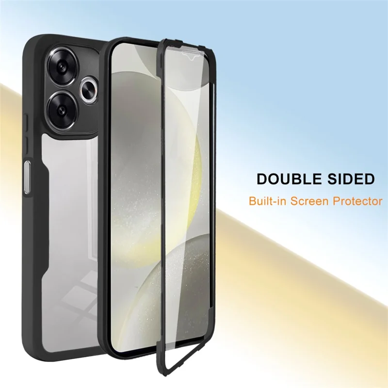 Phone Case For Xiaomi Redmi 13 4G / 5G / Note 13R 5G / Poco M6 4G / Poco M6 Plus 5G , Acrylic + TPU Clear Cover with PET Screen Film - Black