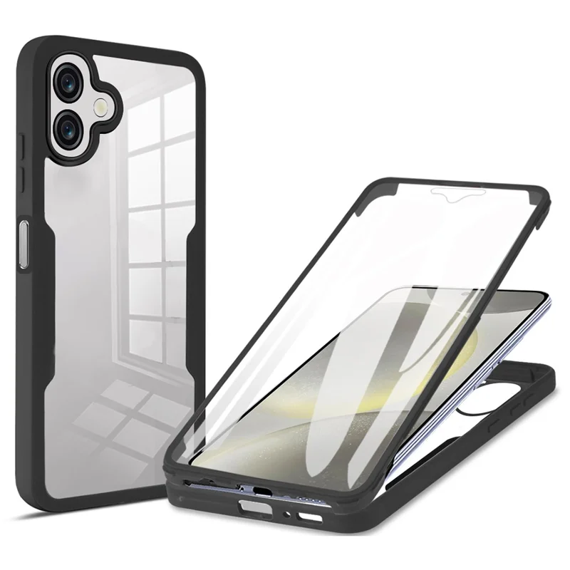 Funda Transparente para Samsung Galaxy A07 de Acrílico + TPU con Película Protectora de Pantalla PET - Negro