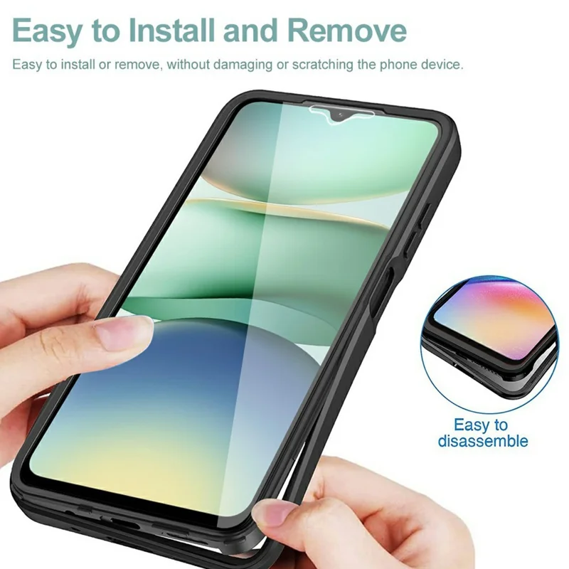 Para Xiaomi Redmi A5 4G (171,7mm) / Poco C71 4G Capa de Acrílico + TPU Transparente com Película de Proteção de Tela PET - Preto