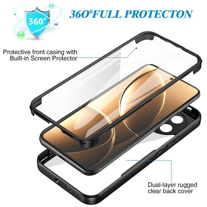 Pour Xiaomi Redmi K80 5G / Poco F7 Pro 5G Étui Acrylique + Coque de téléphone transparente en TPU avec film d'écran en PET - Noir