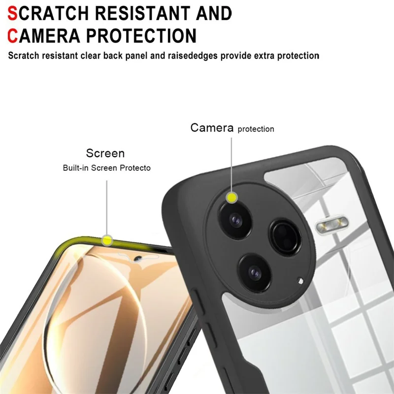 Pour Xiaomi Redmi K80 5G / Poco F7 Pro 5G Étui Acrylique + Coque de téléphone transparente en TPU avec film d'écran en PET - Noir