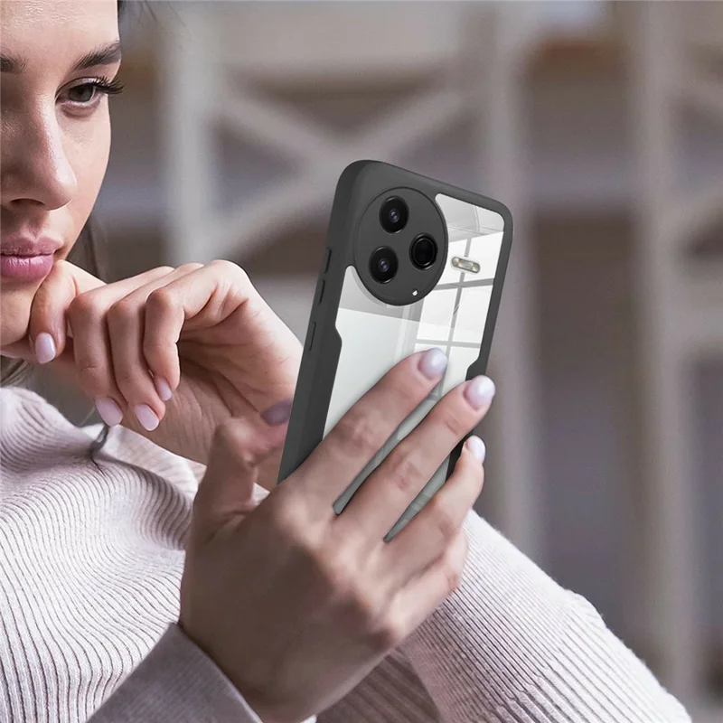 Pour Xiaomi Redmi K80 5G / Poco F7 Pro 5G Étui Acrylique + Coque de téléphone transparente en TPU avec film d'écran en PET - Noir