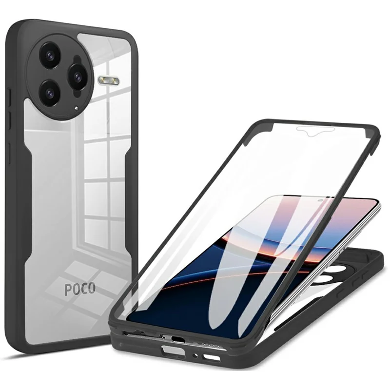 For Xiaomi Poco F7 Ultra 5G / Redmi K80 Pro 5G Case Acrylic + TPU Clear Phone Cover with PET Screen Film - Black
