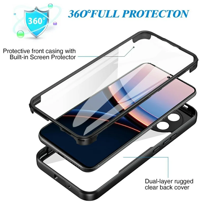 For Xiaomi Poco F7 Ultra 5G / Redmi K80 Pro 5G Case Acrylic + TPU Clear Phone Cover with PET Screen Film - Black