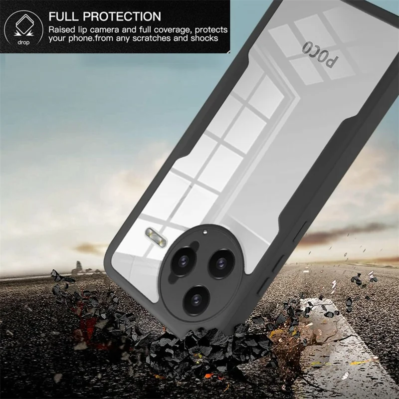 For Xiaomi Poco F7 Ultra 5G / Redmi K80 Pro 5G Case Acrylic + TPU Clear Phone Cover with PET Screen Film - Black