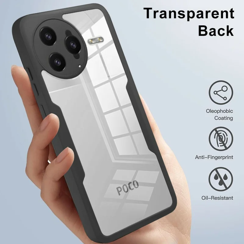 For Xiaomi Poco F7 Ultra 5G / Redmi K80 Pro 5G Case Acrylic + TPU Clear Phone Cover with PET Screen Film - Black