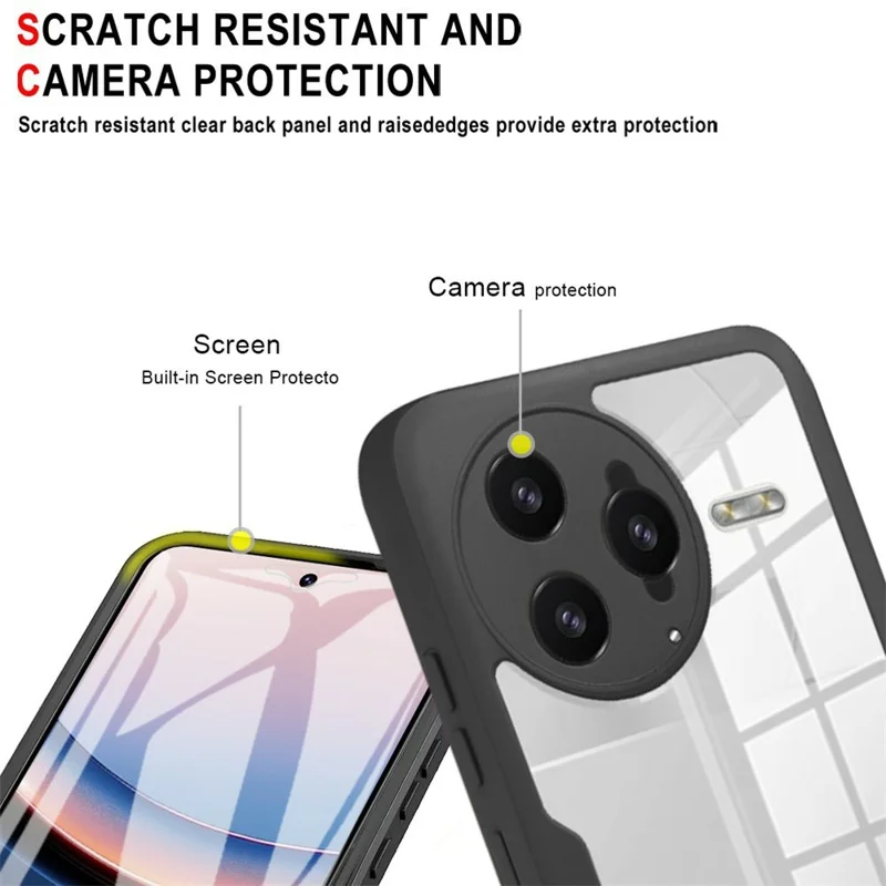 For Xiaomi Poco F7 Ultra 5G / Redmi K80 Pro 5G Case Acrylic + TPU Clear Phone Cover with PET Screen Film - Black