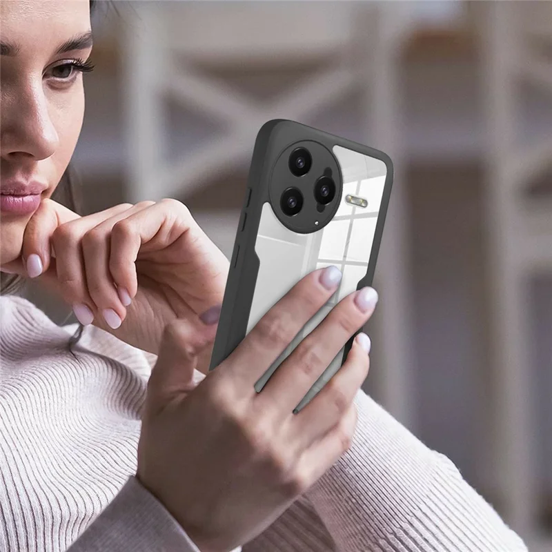For Xiaomi Poco F7 Ultra 5G / Redmi K80 Pro 5G Case Acrylic + TPU Clear Phone Cover with PET Screen Film - Black