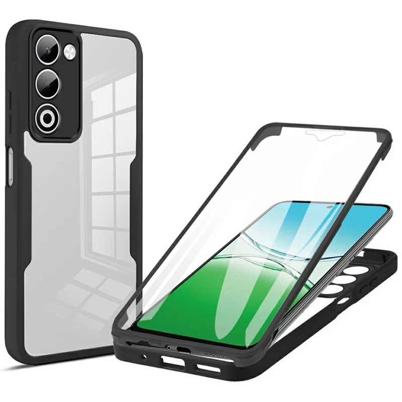 Funda para Oppo A5 5G Acrílico + TPU Cubierta de teléfono transparente con película de pantalla PET - Negro