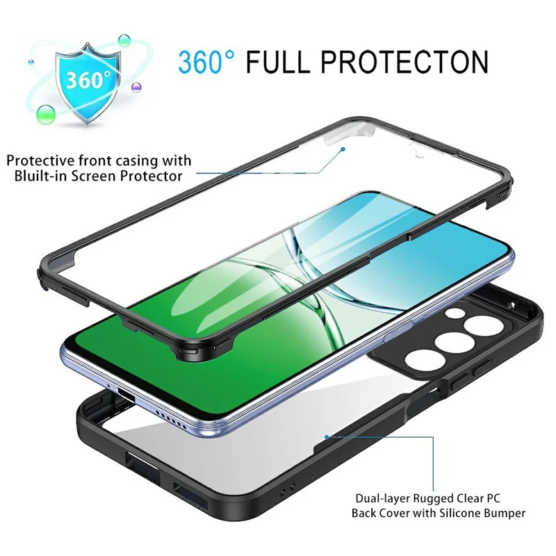 Funda para Oppo A5 5G Acrílico + TPU Cubierta de teléfono transparente con película de pantalla PET - Negro