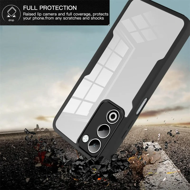 Funda para Oppo A5 5G Acrílico + TPU Cubierta de teléfono transparente con película de pantalla PET - Negro