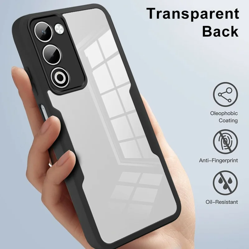 Funda para Oppo A5 5G Acrílico + TPU Cubierta de teléfono transparente con película de pantalla PET - Negro
