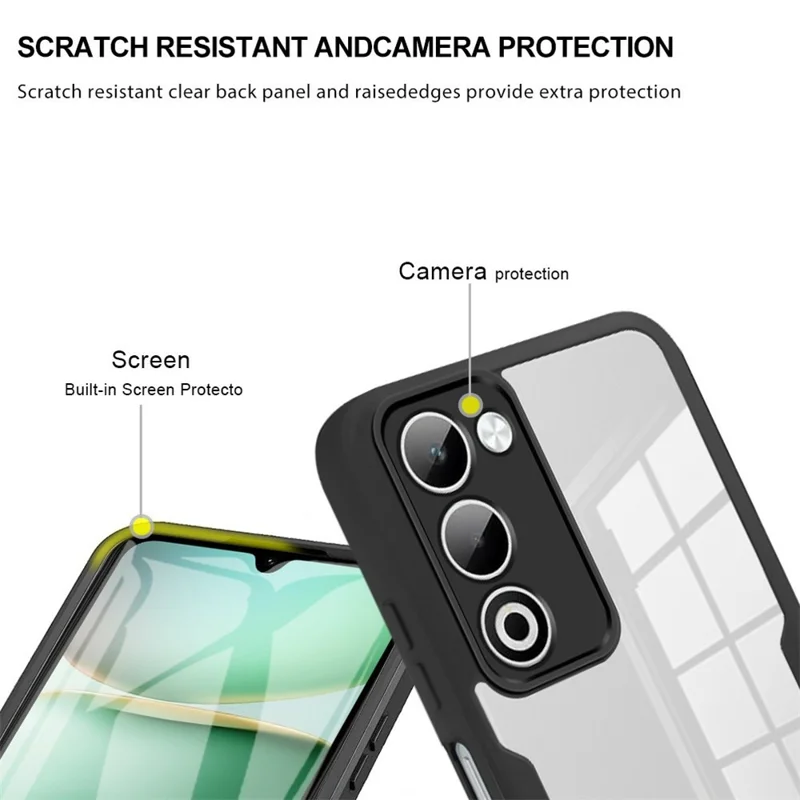 Funda para Oppo A5 5G Acrílico + TPU Cubierta de teléfono transparente con película de pantalla PET - Negro