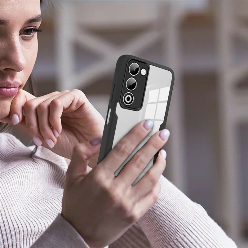 Funda para Oppo A5 5G Acrílico + TPU Cubierta de teléfono transparente con película de pantalla PET - Negro