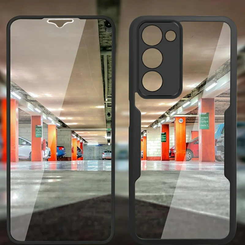 Funda para Oppo A5 5G Acrílico + TPU Cubierta de teléfono transparente con película de pantalla PET - Negro