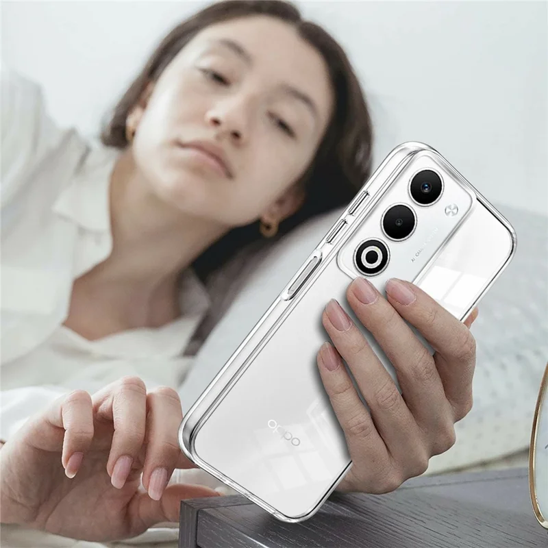 Funda para Oppo A5 5G Carcasa de TPU Marco Transparente Acrílico Cubierta Trasera con Película de PET