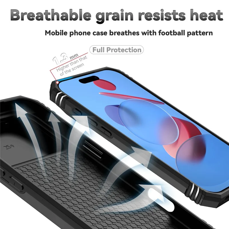 For iPhone 17 Pro Max Case PC + TPU Phone Cover with Lens Protection Kickstand - Black