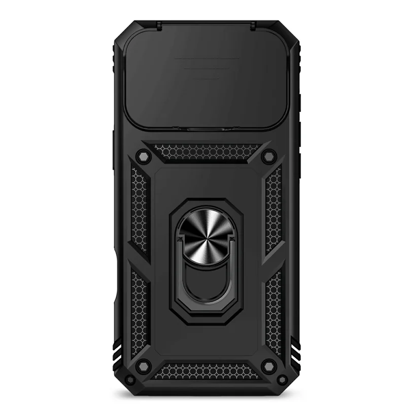 For iPhone 17 Pro Max Case PC + TPU Phone Cover with Lens Protection Kickstand - Black