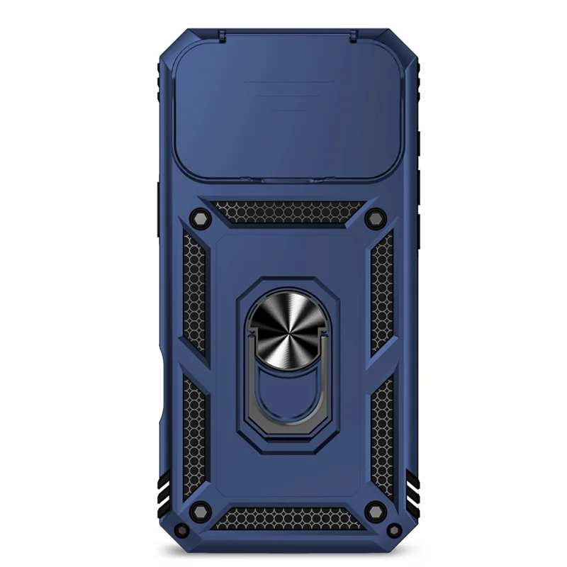 For iPhone 17 Pro Max Case PC + TPU Phone Cover with Lens Protection Kickstand - Blue