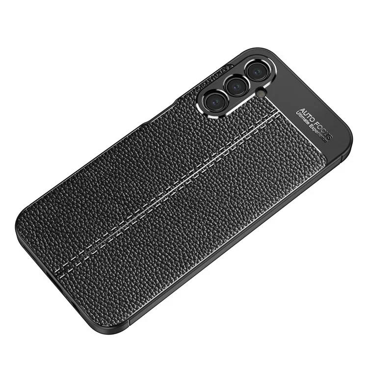 Litchi Texture TPU Case para Samsung Galaxy A14 5G / 4G, Capa de Telefone Antidigital e à Prova de Queda - Preta