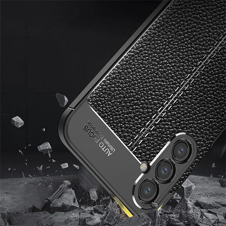 Litchi Texture TPU Case para Samsung Galaxy A14 5G / 4G, Capa de Telefone Antidigital e à Prova de Queda - Preta