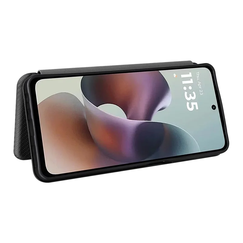 Per Motorola Moto G56 5G Custodia Texture in fibra di carbonio Antiurto Custodia in pelle PU - Nero