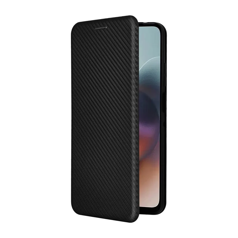 Per Motorola Moto G56 5G Custodia Texture in fibra di carbonio Antiurto Custodia in pelle PU - Nero