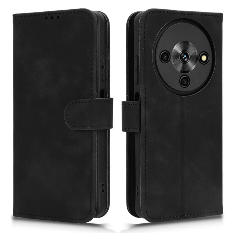 Pour ZTE Blade A76 5G Étui en Cuir Effet Peau Antidérapant Portefeuille Housse de Téléphone Rabattable - Noir