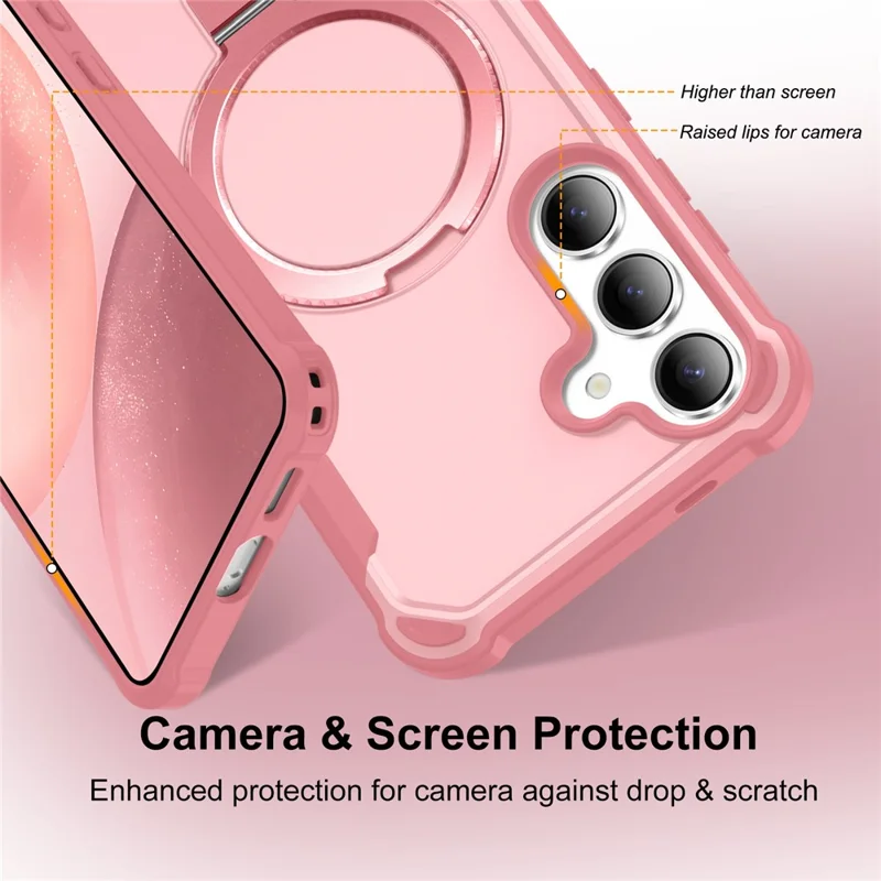 For Samsung Galaxy S25  /  S24 Magnetic Case Kickstand TPU + PC Shockproof Phone Back Cover - Pink