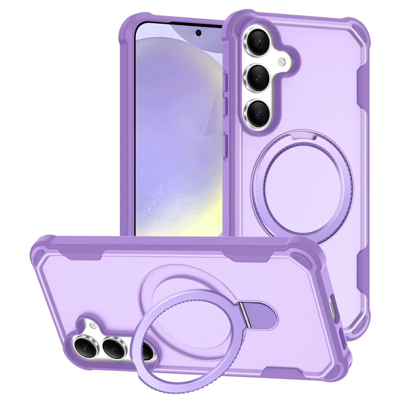 For Samsung Galaxy S25  /  S24 Magnetic Case Kickstand TPU + PC Shockproof Phone Back Cover - Purple