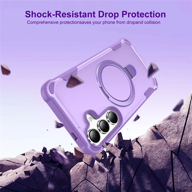 For Samsung Galaxy S25  /  S24 Magnetic Case Kickstand TPU + PC Shockproof Phone Back Cover - Purple