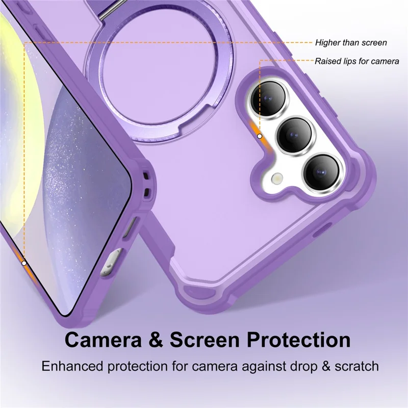 For Samsung Galaxy S25  /  S24 Magnetic Case Kickstand TPU + PC Shockproof Phone Back Cover - Purple