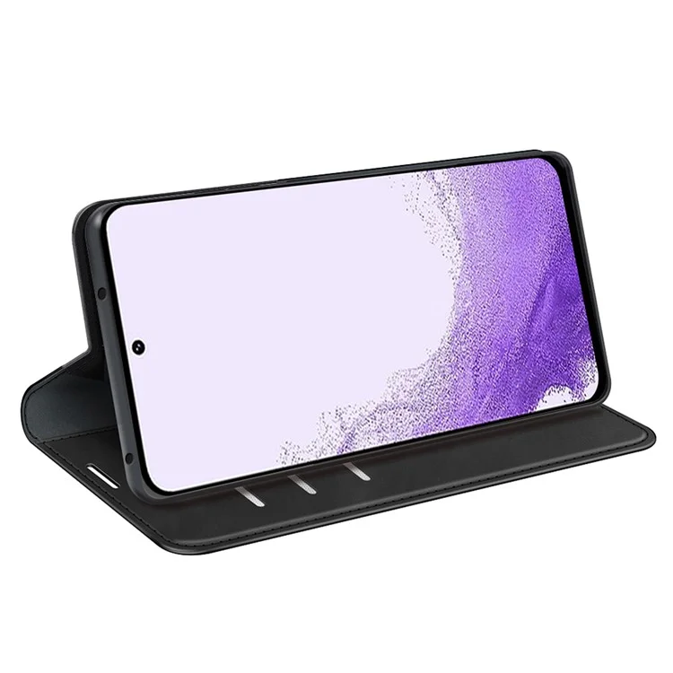 For Samsung Galaxy S23 Skin-touch Feeling PU Leather Stand Wallet Case Magnetic Auto Closing Shockproof Phone Cover - Black