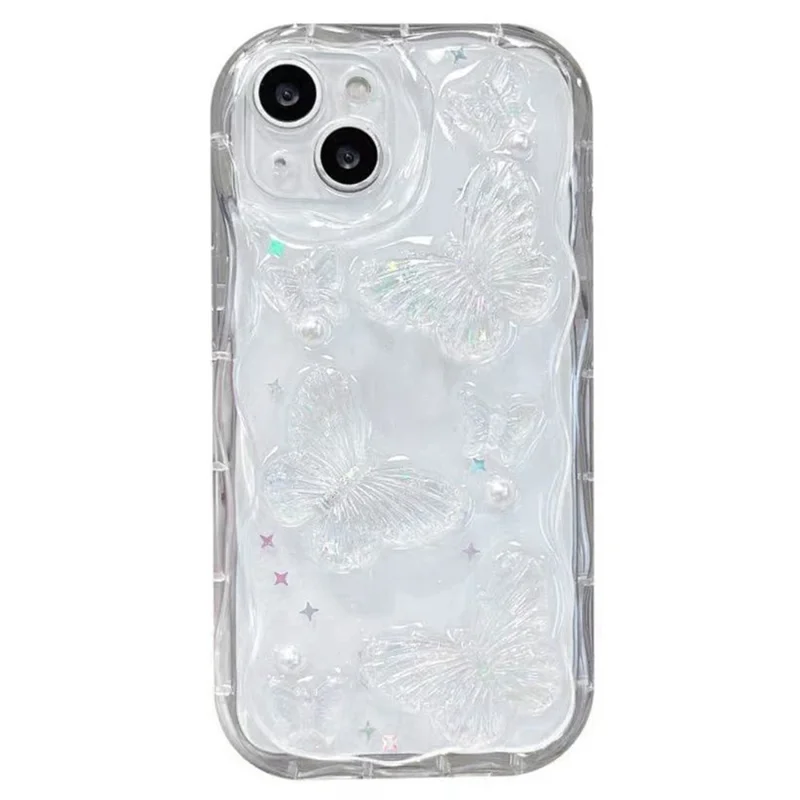 For iPhone 13 Case Pearl Butterfly Design Clear TPU Phone Cover